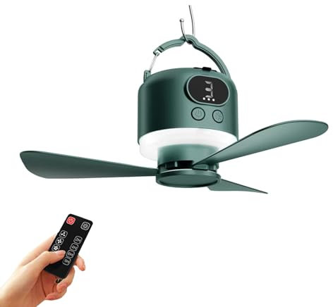 YAOGUI USB Rechargeable Remote Controls Ceiling Fan Light With Detachable Bladee And 10400mAh Emergencys Power For Camping And Outdoor Use