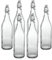 MA MAISON Set 6 Bottiglie 1 Lt in Vetro con Tappo Ermetico Basculante - Acqua, Vino, Limoncello, Liquore, Bevande, Succhi, Frizzante, Naturale - Bottiglia Costolata Trasparente da Tavola