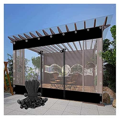 Tenda da Veranda per Gazebo e pergolato da Esterno, Telo Impermeabile in PVC Trasparente da 0,5 mm con Porta avvolgibile e Pannello Laterale con Occhielli