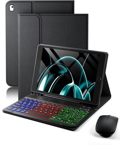 Per iPad 9,8,7 Generazione 10.2 Pollici(9a/2021 8a/2020 7a/2019)/Ipad Air 3/ipad pro 10.5 Pollici(2017)Cover custodia Con Bluetooth Italiano(QWERTY)Tastiera Retroilluminati Mouse Backlit Keyboard Case