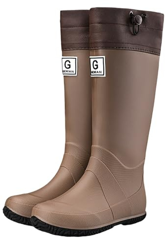 Langschaft Gummistiefel Schwarz, Gummistiefel Damen Herren Hoch Gefüttert, Wasserdicht Regenstiefel Weitschaft, wasserdichte Regenschuhe Hoch, Langschaft Regenstiefel rutschfest