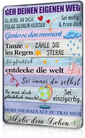 Putuo Decor Motivations Metallschild, GEH Deinen Eigenen Weg, Motivierende Wanddeko mit Sprüchen, Inspirierend Metallschilder mit Sprüchen Wandkunst für Büro, Zuhause, Jugendliche, Erwachsene