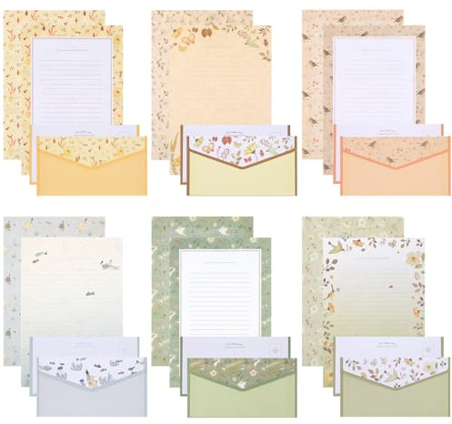 Candcamp 54 PCS Letter Writing Set with 36 Writing Paper and 18 Envelopes | 1 Set of Transparent Sealing Stickers for Letter, Poetry, Invitation, Congratulations Card & Office School Supplies