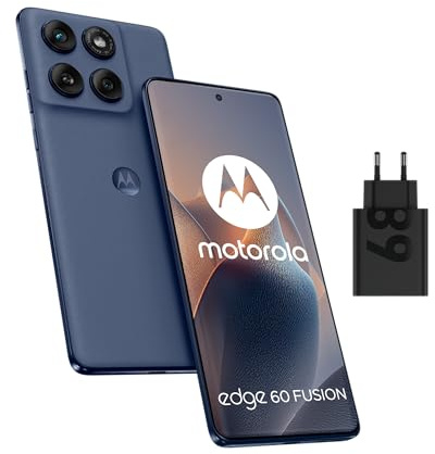 Motorola Edge 60 Fusion Smartphone Débloqué 8 Go + 256 Go Slipstrem (Gris), Écran OLED Incurvé 6,67’’ Super HD 120Hz, Triple Capteur 50 MP IA, Moto AI Assistant, Coque + Chargeur 68W Inclus