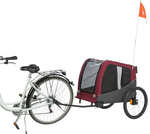 TRIXIE Hunde-Fahrradanhänger Gr. L bis 30 kg, 75 x 86 x 80 cm – grau & rot