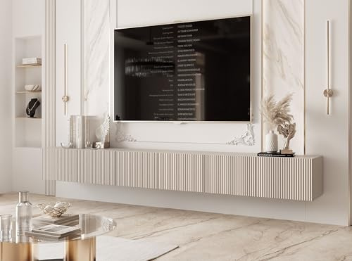 IDOHOME TV Lowboard hängend mit LED und 6 Fächern 300 cm Kaschmir