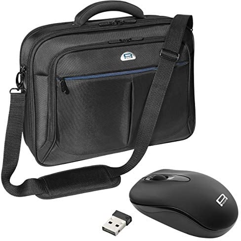 PEDEA Laptoptasche Premium Umhängetasche Notebook-Tasche 15,6 Zoll (39,6cm) inkl. Schnurloser Maus, schwarz