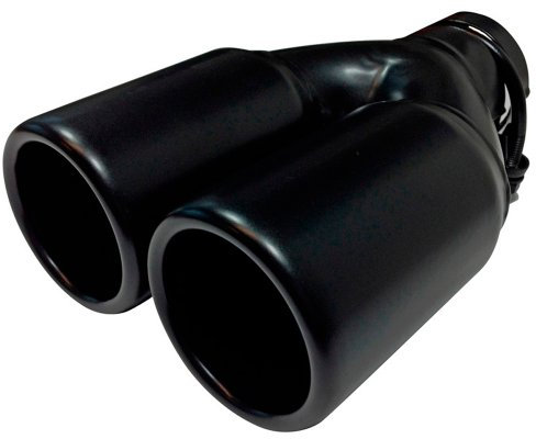AUTO-STYLE Embout d'échappement Acier/Noir - 2x rond 76mm - longueur 220mm - 45-60mm joint