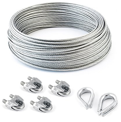 200m DRAHTSEIL SET 3mm 6x7+FC + 4 x SEILKLEMMEN 3mm DIN 741 + 2 x KAUSCHE 3mm verzinkt Stahlseil Forstseil Windenseil Seil Draht Stahl für Drahtseil Seilöse Seil mit Öse Drahtseilklemmen Drahtseil Drahtseilklemme Klemme Anschlagseil