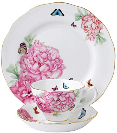 Royal Albert Miranda Kerr 40010579 Friendship Teacup, Saucer & 20cm Side Plate 3 Pc Set, Bone China, White, 22