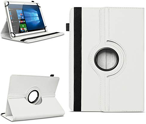 NAUC Robuste Universal Hülle 10 10.1 10.2 10.3 10.4 10.5 10.6 10.8 11 Zoll Tablet Schutzhülle Kunstleder Tasche Standfunktion extra 360° Drehbar, Farben:Weiss