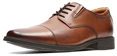 Clarks Men's Tilden Cap Oxford Shoe Dark Tan Leather 11 M