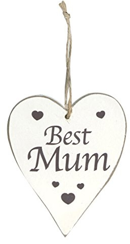 Eleganza Heart Best Mum Wall Hanging Set, Wood, White, 15.6 x 10 x 0.5 cm