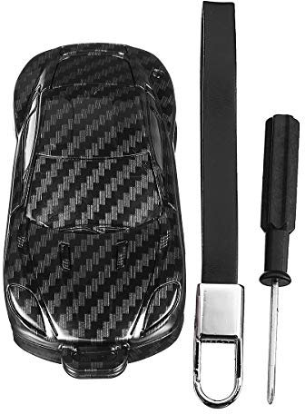 Alamor Carbon Fiber Car Key Case/Beutel Protektor Cover Fernbedienung Tasche für VW Golf Bora Jetta POLO Passat - Schwarz