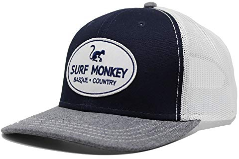 Cap Typ Trucker für Mann/Frau Surf Monkey® - Einheitsgröße - Verstellbare Snapback-Kappe - 6-Panel-Design (weiß/Marineblau)