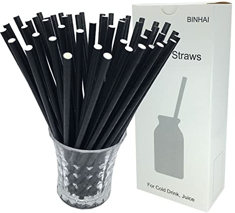 Binhai Noir Lot de 100 pailles en Papier avec Emballage recyclé biodégradable pour fête d'halloween, Mariage, Bricolage