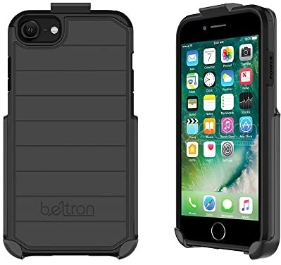 BELTRON Case with Belt Clip for iPhone SE 2020, iPhone 8, iPhone 7, Slim Full Protection Heavy Duty Hybrid Case & Rotating Belt Clip Holster w/Built in Kickstand for iPhone 7/8 SE 2020 (Gunmetal Grey)