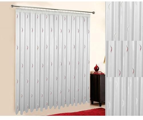 Sun World Gardinen nach Maß „Aqua“, Gardinen auf Maß, Vorhänge nach Maß, Kräuselband, Massanfertigung Gardine nach Maß, Vorhang nach Maß, Vorhang auf Maß (Weiß, 90cm Höhe x 150cm Breite)