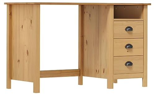 Schreibtisch Hill Mit 3 Schubladen 120×50×74 Cm Kiefernholz Braun