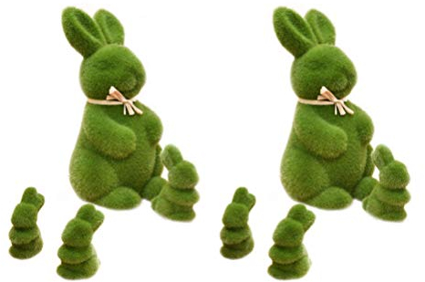 STOBOK Hase Figuren Grün Kaninchen Osterhase Figuren Beflockung 2 Stück Große Hase 6 Stück Kleine Häschen Desktop Osterdeko Feengarten Garten Hof Frühling Ostern Festival Party Dekoration