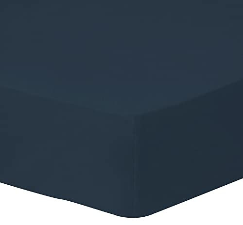 MATT & ROSE Drap Housse 140x200 cm Uni Lin LAVÉ | 100% Lin Lavé | Oeko-TEX | 140g/m² | Marine