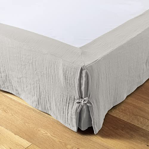Cache-sommier Gaze de Coton 180 x 200 cm Gaia Gris