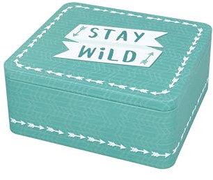 Birkmann, Geschenkbox 'Stay wild', vielseitig einsetzbar, als Gebäckdose, Weißblech, eckig, türkis, 21 x 19 cm, Höhe 9 cm