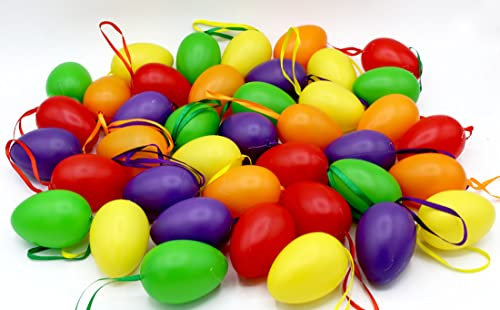 LB H&F 40 Stück Deko Ostereier 6 cm Eier zum Hängen Osterhänger Ostern bunt (Ostereier Mix)