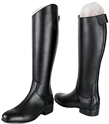 LEBEE Stivali da Equitazione Stivali Alti in Pelle Bovina Scarpe da Passeggio Antiscivolo Forniture per l'equitazione,Black-44