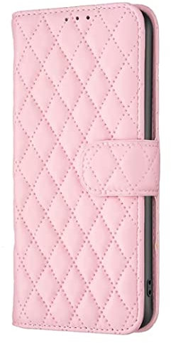 COQUE pour Apple iPhone 13 Pro Case avec fÉtui à Carreaux en Diamant avec Fentes pour Cartes, Apple iPhone 13 Pro Case-Rose