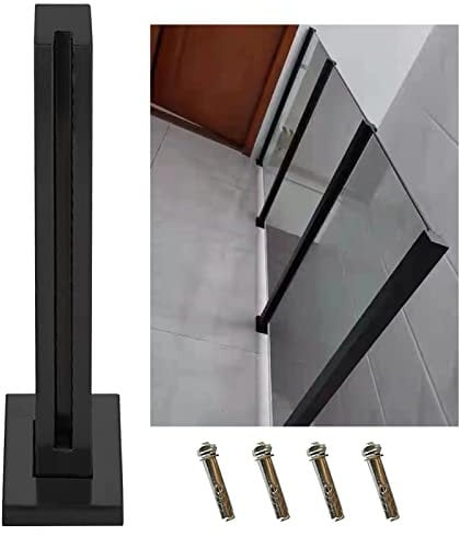ZIMGOD Glass Balustrade Heavy Duty Glass Railing Post Kit, Black Glass Balustrade Post Square, Stainless Steel Glass Panel Clamp, Internal Porch Glass Guardrail System