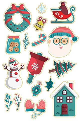 GADXE Sticker Tumblr Handyhülle Niedliche Aufkleber Geschenkverpackungsaufkleber Weihnachtsaufkleber Sankt-Geschenk-kleine Glockenaufkleber Super Sticker (C, A)