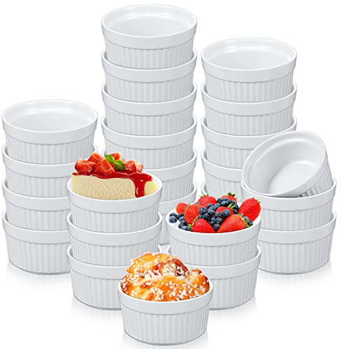 24 Pcs 4 oz Ramekins Oven Safe White Creme Brulee Dishes Porcelain Ramekins