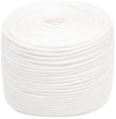 vidaXL Boat Rope Anchor Line Braided Cord UV Resistant Ship Marine Yacht Coil Rope Abrasion Resistant Full White 6 mm 50 m Polypropylene