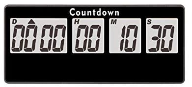 NInE-ROnG Ruhestandstimer 9.999 Tage Digitale Countdown Uhr Laute Alarme,Abschaltmagnet Adsorption Stoppuhr Timer Batterie austauschbar,für Ereigniserinnerung Hochzeit Urlaub Weihnachten (schwarz)