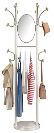 Porte Manteaux d'entrée sur Pied Porte-manteau En Acier Inoxydable Porte-manteau D'entrée Debout Avec 14 Crochets Uniques Et Miroir Porte-manteau Suspendu Pour Sacs À Chapeaux Porte Manteau sur Pieds
