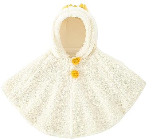 Nemopter Cute Baby Boys Girls Hooded Cape Wool Soft Poncho Cape Windproof Winter Autumn Outdoor Clothes Warm Scarf for Kids 0-3 Years