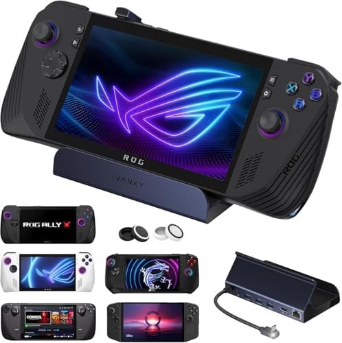 iVANKY 8-in-1 Docking Station for ASUS ROG Ally X/Valve Steam Deck OLED/Lenovo Legion Go/MSI Claw, ROG Alloy/Stream Deck Dock Hub with HDMI 4K@60Hz, 1Gbps Ethernet, 3*USB-A 3.0, 100W USB-C Charge
