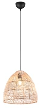 Pendellampe mit Korbgeflecht Lampenschirm aus Rattan, Ø 35 cm