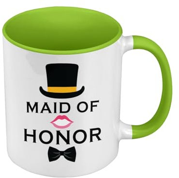 Tasse, Farbe Premium Qualität, Grün – Maid of Honor Wedding Gentleman Tuxedo – Tasse mit Henkel und farbigem Innenfutter
