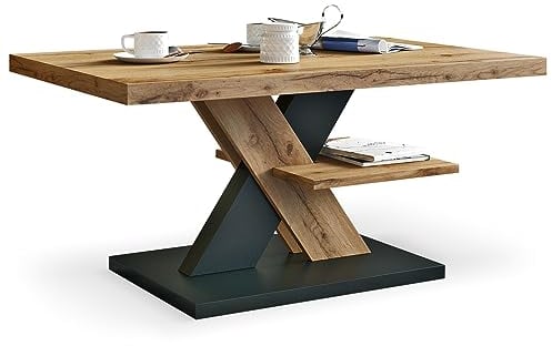 Viosimc Tavolino da Salotto Wotan Nero - Elegante Punto Focale per il Soggiorno, Design Contemporaneo, Arredamento Elegante e Stilizzato, Ideale per l'Arredamento Moderno della Casa (Wotan)