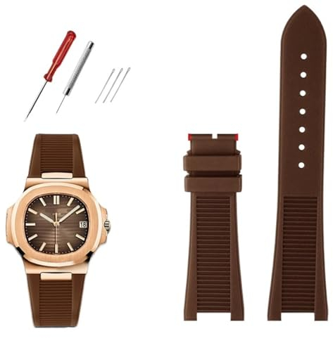 KKFAUS Hochwertiges Fluor-Silikon-Armband für Patek Philippe Sport, elegante Nautilus-Serie 5711/5712/5980, wasserdichtes Uhrenarmband für Herren, 25mm-13mm, Achat
