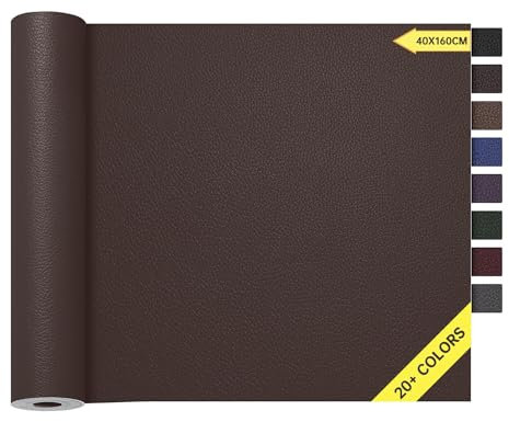 Kunstleder Selbstklebend Kaffee, 40x160cm Leder Reparatur Set, Leder Patch, Selbstklebend Lederflicken Leather Repair für Sofa, Möbel, Autositze, Jacken, Handtaschen.