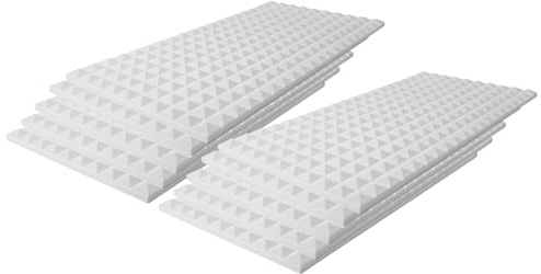MUSIC STORE 10er Set Pyramis Absorber 30mm, Weiß, 50x100x3cm, Schalldämmung für optimale Akustik