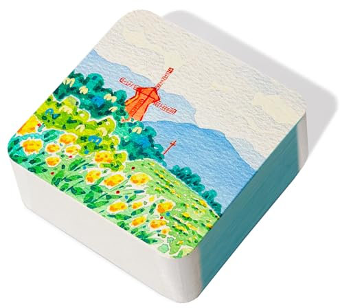 Lightwish Quadratisches Aquarellpapier, 100 % Baumwolle, säurefrei, kaltgepresst, Aquarell-Skizzenbuch, 60 Blatt, 6,5 x 6,5 cm, klebstoffversiegeltes Papier auf beiden Seiten