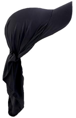 Pluto & Fox Damen Mütze Kopftuch mit Schirm Turban Gebundener Rücken Baseballkappen für Sonne (DE/NL/SE/PL, Alphanumerisch, Einheitsgröße, Schwarz)