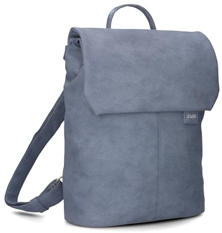 Zwei Damen City-Rucksack Mademoiselle.M MR13 Tagesrucksack 7 Liter, gepolstertes Laptopfach, Magnet-Verschlussklappe, Hauptfach mit Reißverschluss, Rückenpolsterung, klassisch-elegant (nubuk-sky)