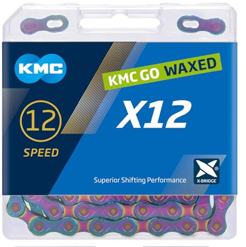 Fahrrad Kette, KMC Fahrradkette, X12 Aurora Blue, 1/2 x 11/128, 126 Glieder, 12-fach, waxed, metallic blau