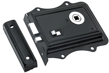 Infinity Decor Old English Victorian Style Iron Rim Latch Lock Set in Black & Polished Chrome Finish - Interior Bathroom Bedroom Door Gate Security Snib
