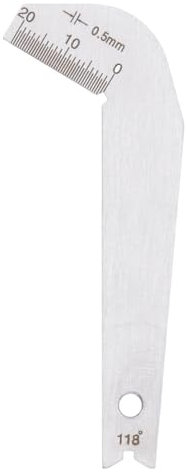 Jauge D'affûtage de Foret en Acier Inoxydable, Précision de 0,5 Mm, Angle de 118 °, Compacte et Légère, Multifonctionnelle pour le Bois, le Métal et D'autres Matériaux